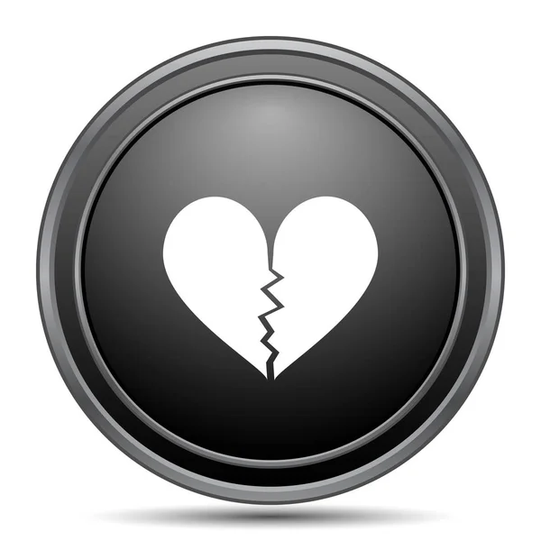 Broken Heart Icon Black Website Button White Background — Stock Photo, Image