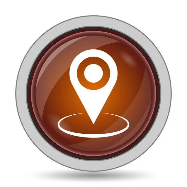 Pin Location Icon Orange Website Button White Background — Stock Photo, Image