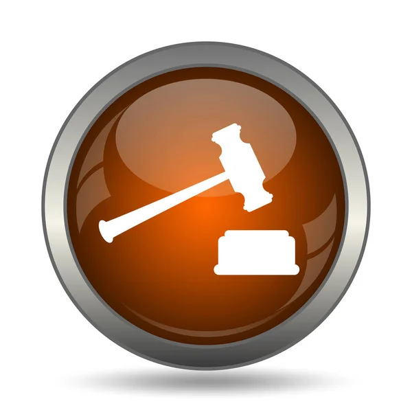 裁判官ハンマー アイコン 白い背景の上のインター ネット ボタン — ストック写真