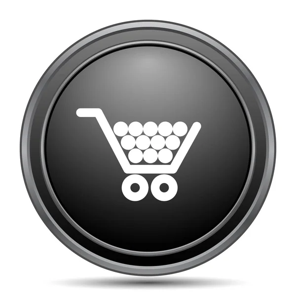 Icono Del Carrito Compras Botón Del Sitio Web Negro Sobre —  Fotos de Stock