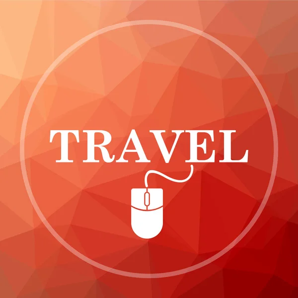旅行アイコン 旅行ウェブサイトのボタンを赤の低ポリの背景に — ストック写真