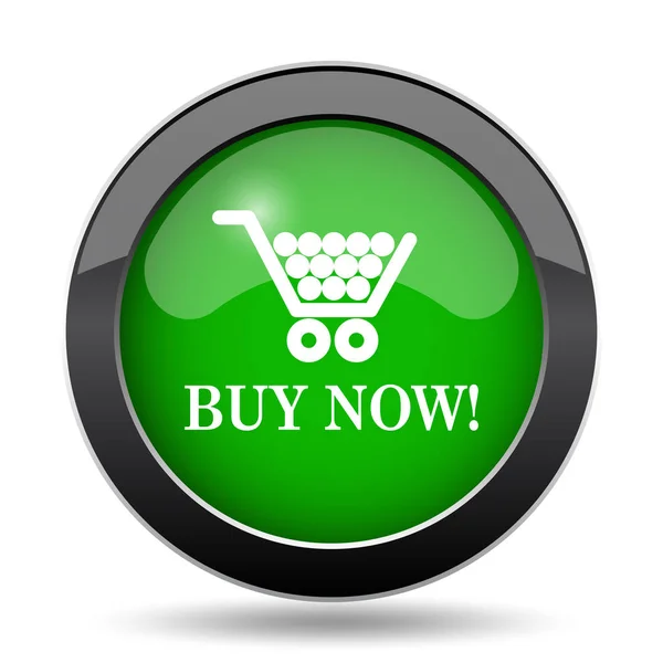 Buy Now Shopping Cart Icon Green Website Button White Background — Stock Photo, Image