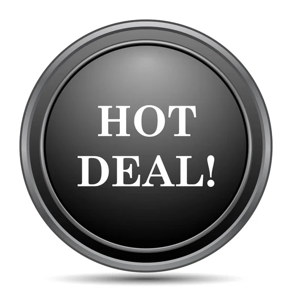 Hot Deal Icon Black Website Button White Background — Stock Photo, Image