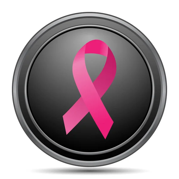 Reast Cancer Ribbon Icon Black Website Button White Background — стоковое фото