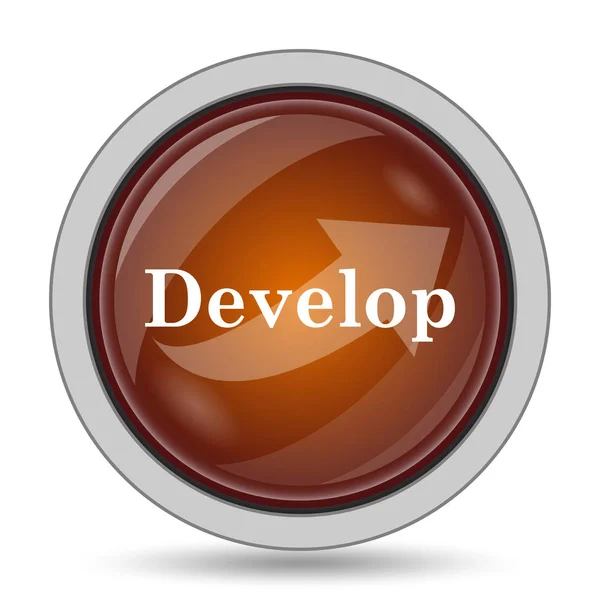 Develop icon, orange website button on white background