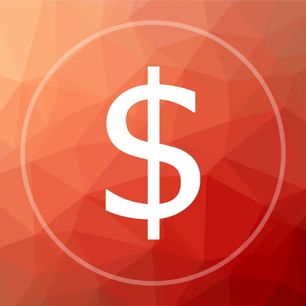 ドルのアイコン 低ポリゴンの赤背景にドルのウェブサイトのボタン — ストック写真
