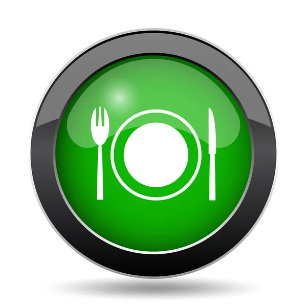 Restaurant Pictogram Groene Website Knop Witte Achtergrond — Stockfoto