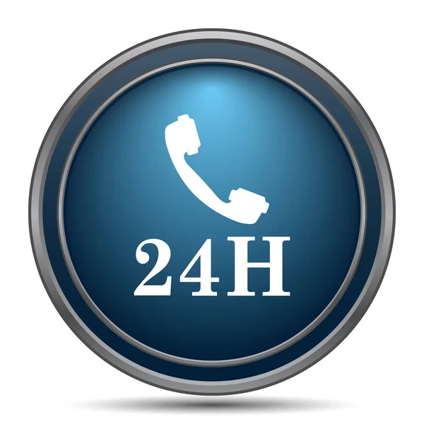 24H Phone Icon Internet Button White Background — Stock Photo, Image