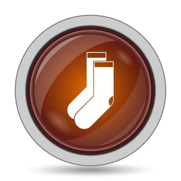 Κάλτσες Εικονίδιο Πορτοκαλί Κουμπί Ιστοσελίδα Λευκό Φόντο — Φωτογραφία Αρχείου
