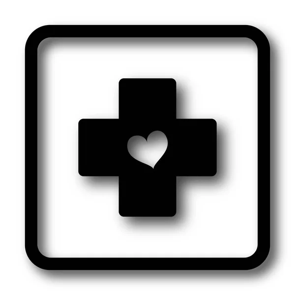 Cross Heart Icon Black Website Button White Background — Stock Photo, Image