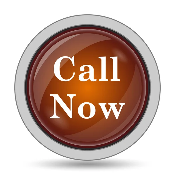 Call now icon, orange website button on white background