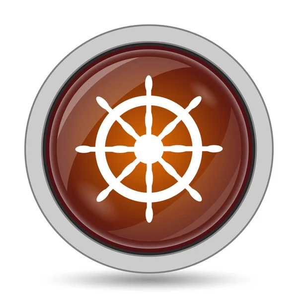 Tlačítko Webové Stránky Ikonu Oranžové Námořní Kolečka Bílém Pozadí — Stock fotografie