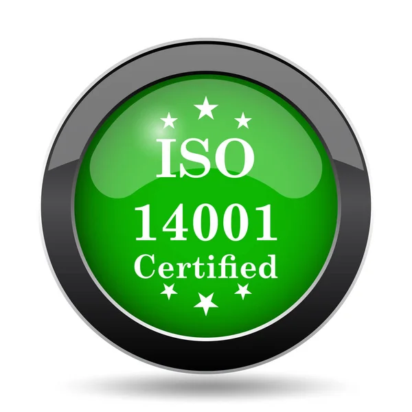Iso14001 Icono Botón Verde Del Sitio Web Sobre Fondo Blanco — Foto de Stock