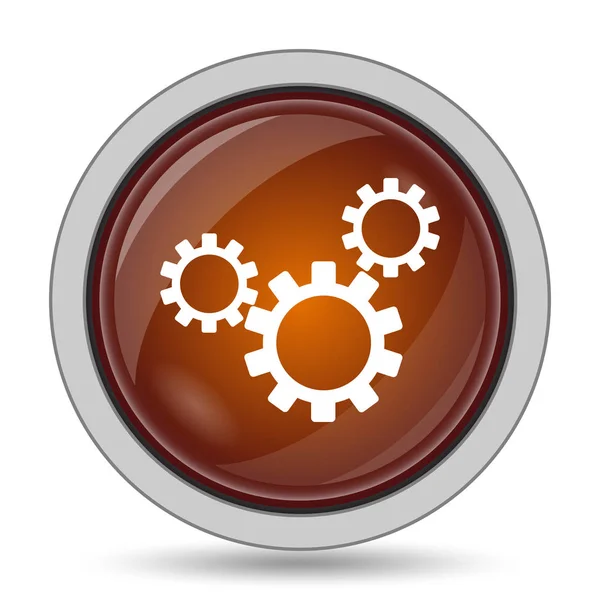 Icono Configuración Botón Naranja Del Sitio Web Sobre Fondo Blanco —  Fotos de Stock