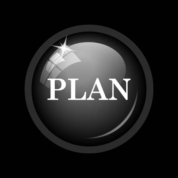 Planı Simgesi Siyah Arka Plan Üzerine Internet Düğmesi — Stok fotoğraf