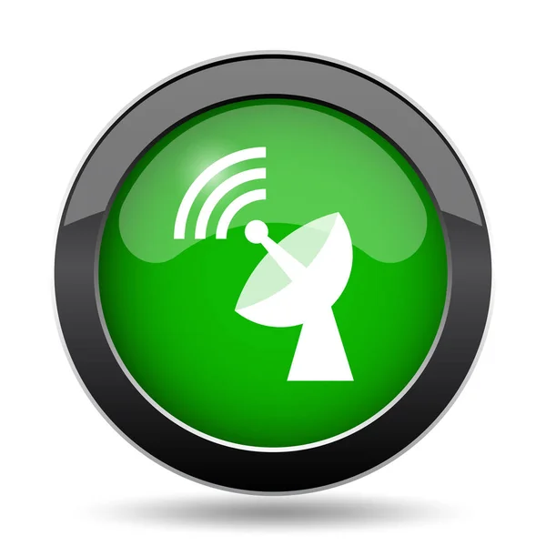 无线天线图标 绿色网站按钮白色背景 — 图库照片
