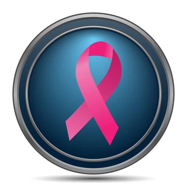 乳房がんリボン アイコン 白い背景の上のインター ネット ボタン — ストック写真
