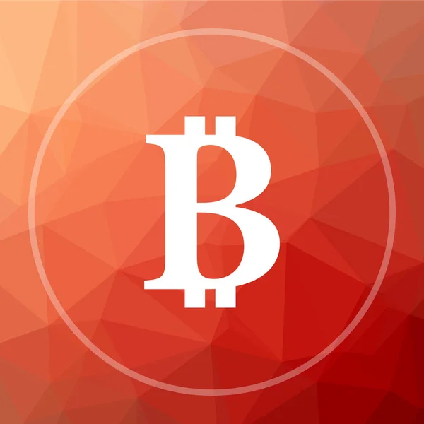 Bitcoin Icon Bitcoin Website Button Red Low Poly Background — Stock Photo, Image