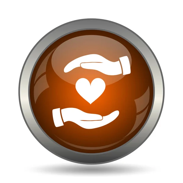 Hands Holding Heart Icon Internet Button White Background — Stock Photo, Image