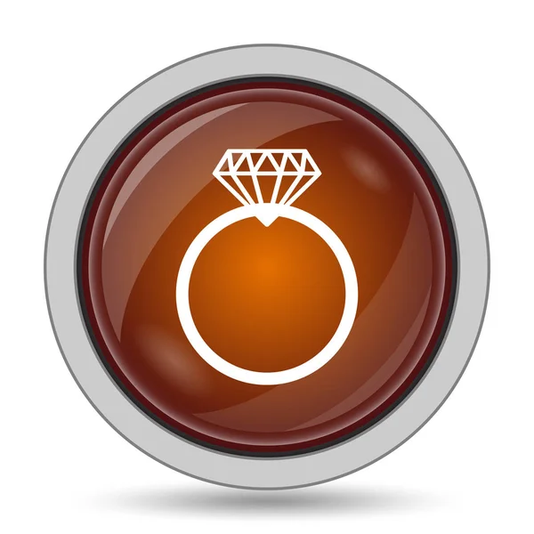 Diamond Ring Pictogram Oranje Website Knop Witte Achtergrond — Stockfoto