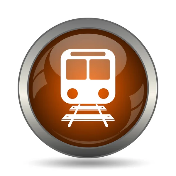 火车图标 白色背景上的互联网按钮 — 图库照片