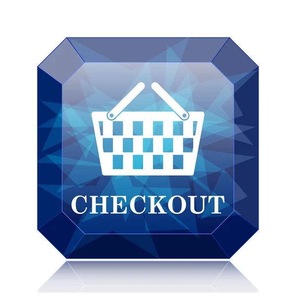 Checkout Icon Blue Website Button White Background — Stock Photo, Image