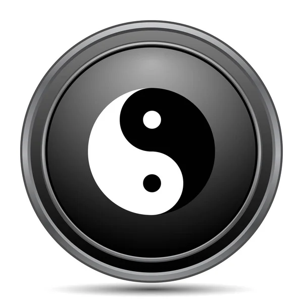 Ying Yang Icono Botón Del Sitio Web Negro Sobre Fondo —  Fotos de Stock