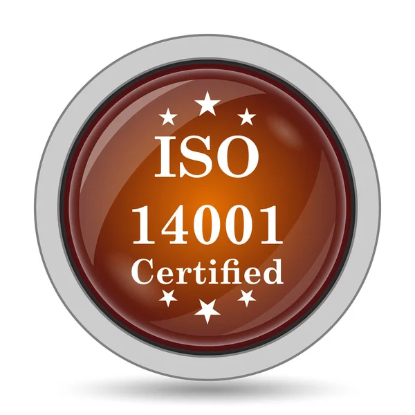 Iso14001 Icona Pulsante Arancione Sito Web Sfondo Bianco — Foto Stock