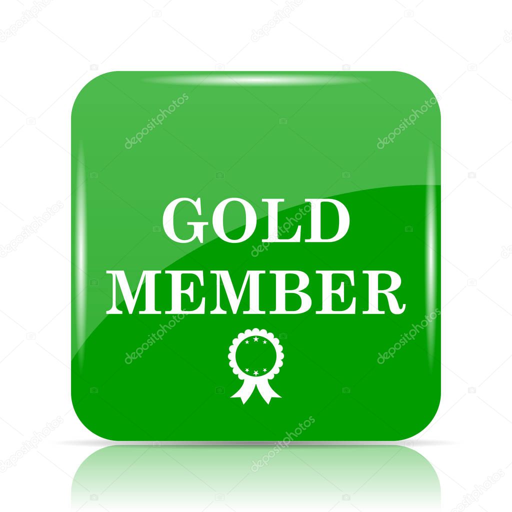 Gold member icon. Internet button on white background