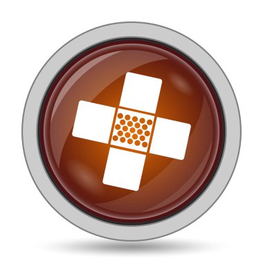 Tıbbi yama turuncu kutsal kişilerin resmi web sitesi düğme beyaz arka plan üzerinde