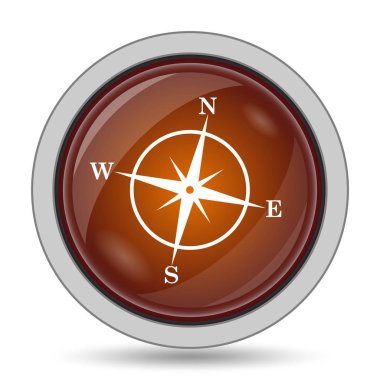 Pusula simgesini, turuncu web sitesi düğmesini beyaz arka plan üzerinde