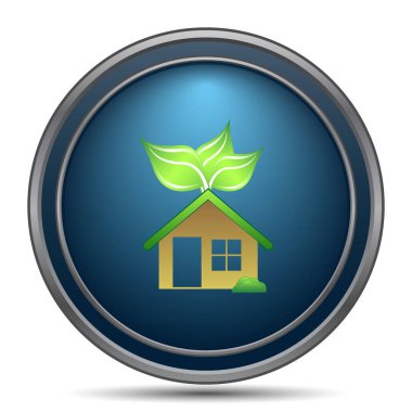 Eko ev simgesi. Beyaz arka plan üzerinde Internet düğmesi