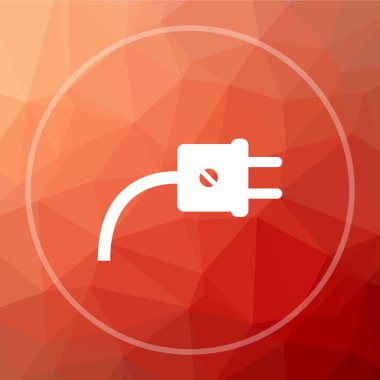 Tak simgesi. Web sitesi düğmesini kırmızı düşük poli arka plan üzerinde fiş