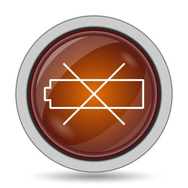 Beyaz arka plan üzerinde boş pil simgesi, turuncu web sitesi düğmesini