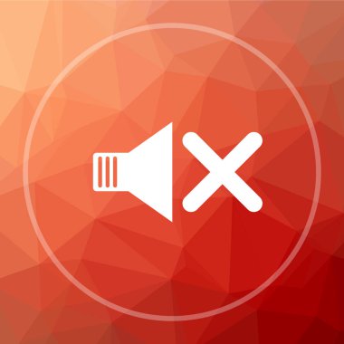 Ses simge yok. Hiçbir ses Web sitesi düğmesini kırmızı düşük poli arka plan üzerinde