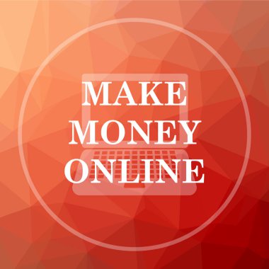 Yapmak para online kutsal kişilerin resmi. Kırmızı Düşük poli arka plan üzerinde yapmak para online web sitesi düğmesi