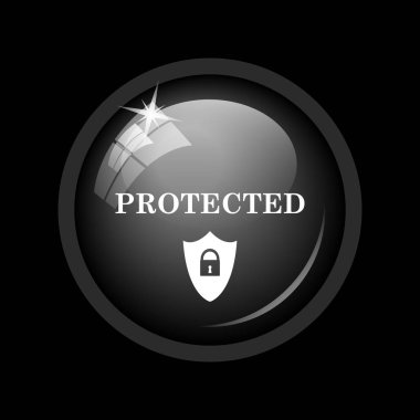 Korumalı simgesi. Siyah arka plan üzerine Internet düğmesi.