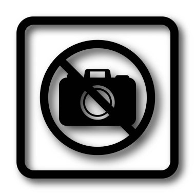 Kamera simgesi, siyah Web sitesi düğmesini beyaz arka plan üzerinde yasak