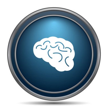 Beyin simgesi. Beyaz arka plan üzerinde Internet düğmesi