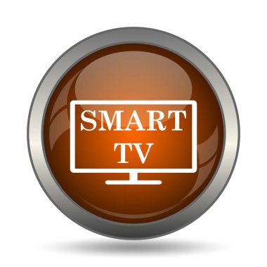 Akıllı tv simgesi. Beyaz arka plan üzerinde Internet düğmesi.