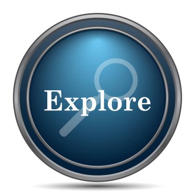 Simge keşfedin. Beyaz arka plan üzerinde Internet düğmesi