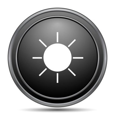 Beyaz arka plan üzerinde güneş simgesi, siyah Web sitesi düğmesini