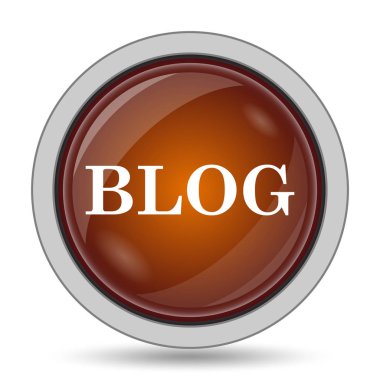 Beyaz arka plan üzerinde blog kutsal kişilerin resmi, turuncu web sitesi düğme