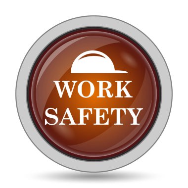 Güvenlik simgesi, turuncu web sitesi düğmesini beyaz arka plan üzerinde çalışmak