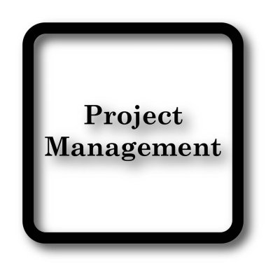 Proje Yönetimi simgesi, siyah Web sitesi düğmesi beyaz arka plan üzerinde