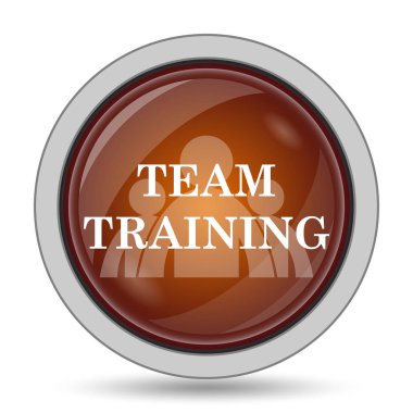 Takım eğitim kutsal kişilerin resmi, beyaz arka planda turuncu web sitesi düğmesini