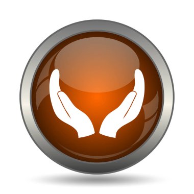 Eller simgesini korumak. Beyaz arka plan üzerinde Internet düğmesi.