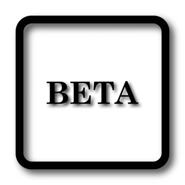 Beyaz arka plan üzerinde Beta simgesi, siyah Web sitesi düğmesini