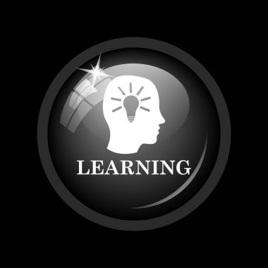 Öğrenme simgesi. Siyah arka plan üzerine Internet düğmesi.