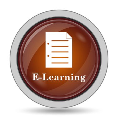 E-öğrenme turuncu kutsal kişilerin resmi web sitesi düğme beyaz arka plan üzerinde